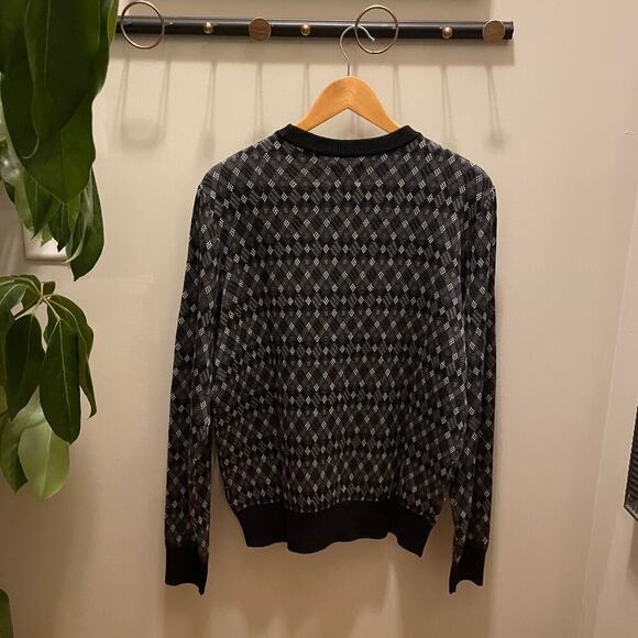 Ben Sherman Cotton Blend Black Diamond Knit Crewneck Sweater – Mens M, NWT NEW - Picture 2 of 7